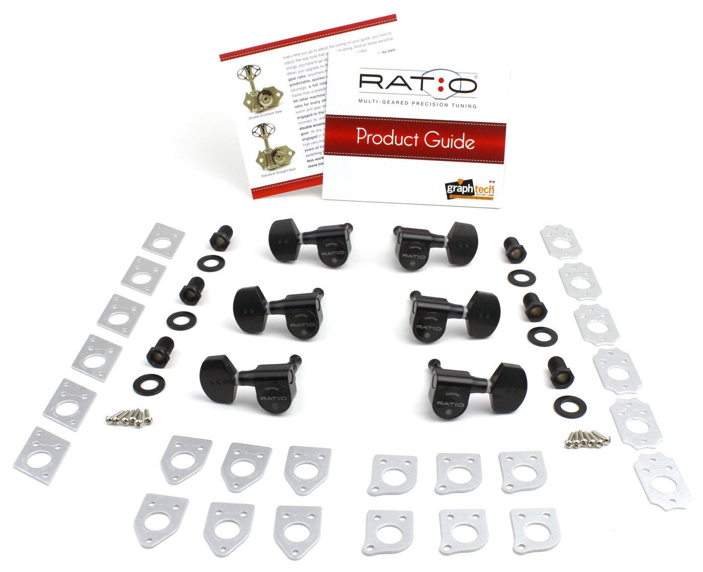 PRN-2311-B0 Ratio Electric Guitar Machine Heads Black